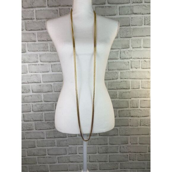JOAN RIVERS Triple Strand Gold Tone Adjustable Layered Chain Necklace 60” - Picture 9 of 9